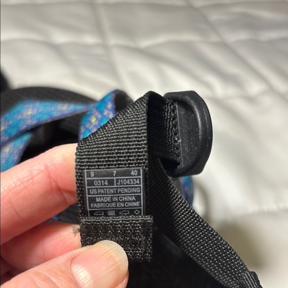 Chaco Z2 Yampa Vibram sandals Black Sandals with Blue Patterned Straps - Picture 7 of 13